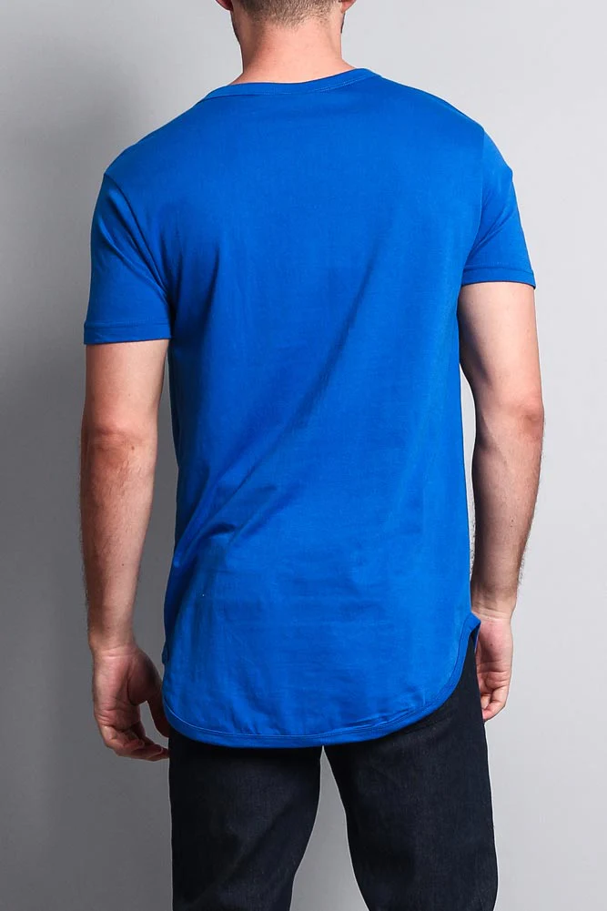 Solid Color Long Length Curved Hem T-Shirt - Image 45