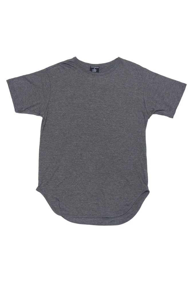 Solid Color Long Length Curved Hem T-Shirt - Image 7