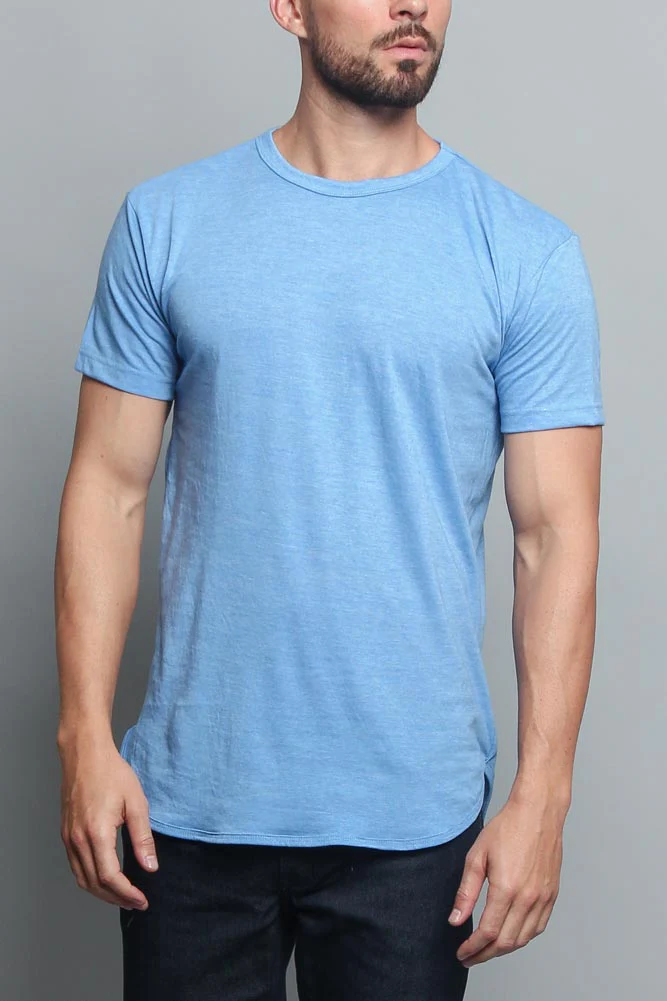 Solid Color Long Length Curved Hem T-Shirt - Image 11