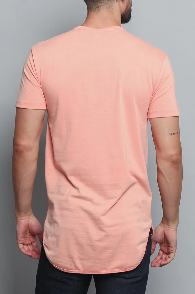Solid Color Long Length Curved Hem T-Shirt - Image 18