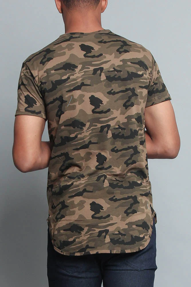 Solid Color Long Length Curved Hem T-Shirt - Image 23