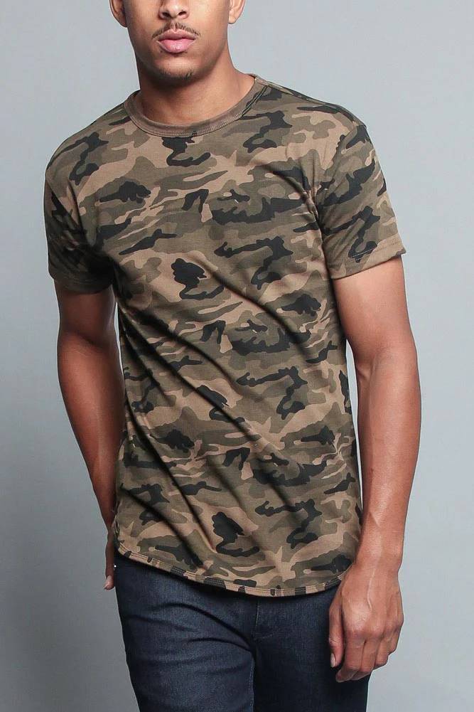 Solid Color Long Length Curved Hem T-Shirt - Image 25