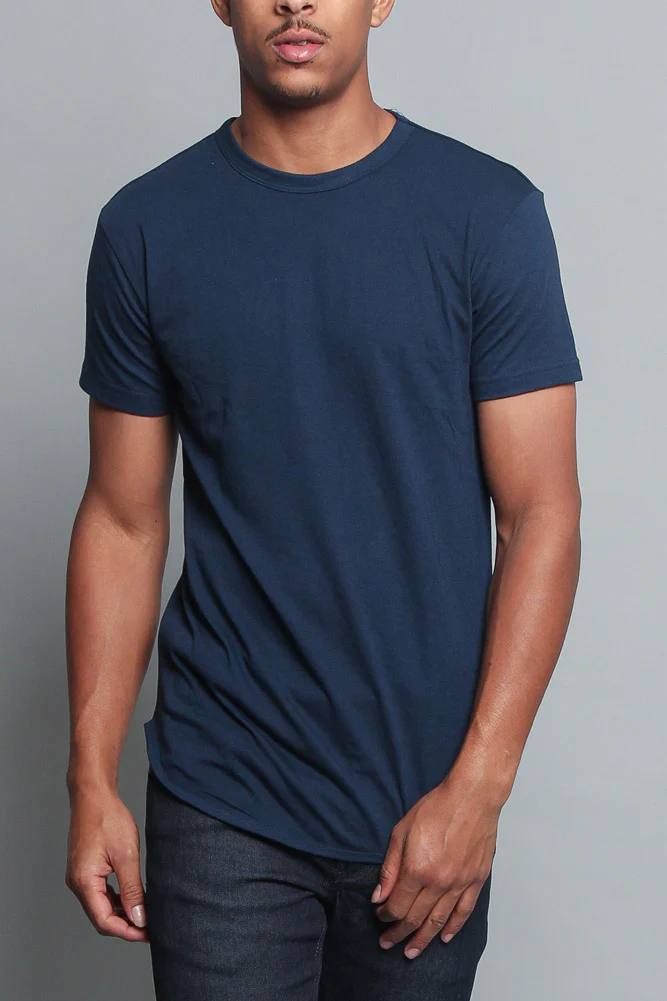 Solid Color Long Length Curved Hem T-Shirt - Image 26