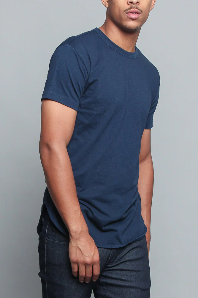 Solid Color Long Length Curved Hem T-Shirt - Image 29