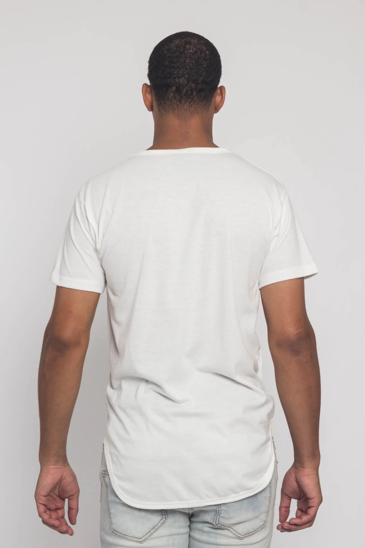 Solid Color Long Length Curved Hem T-Shirt - Image 33