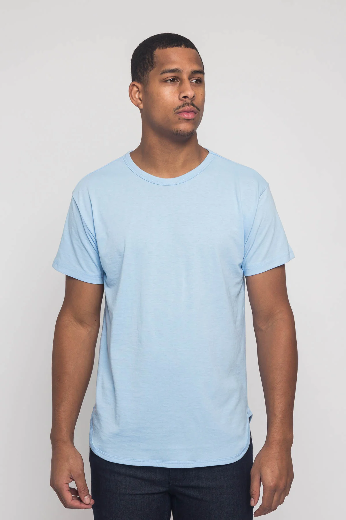 Solid Color Long Length Curved Hem T-Shirt - Image 36