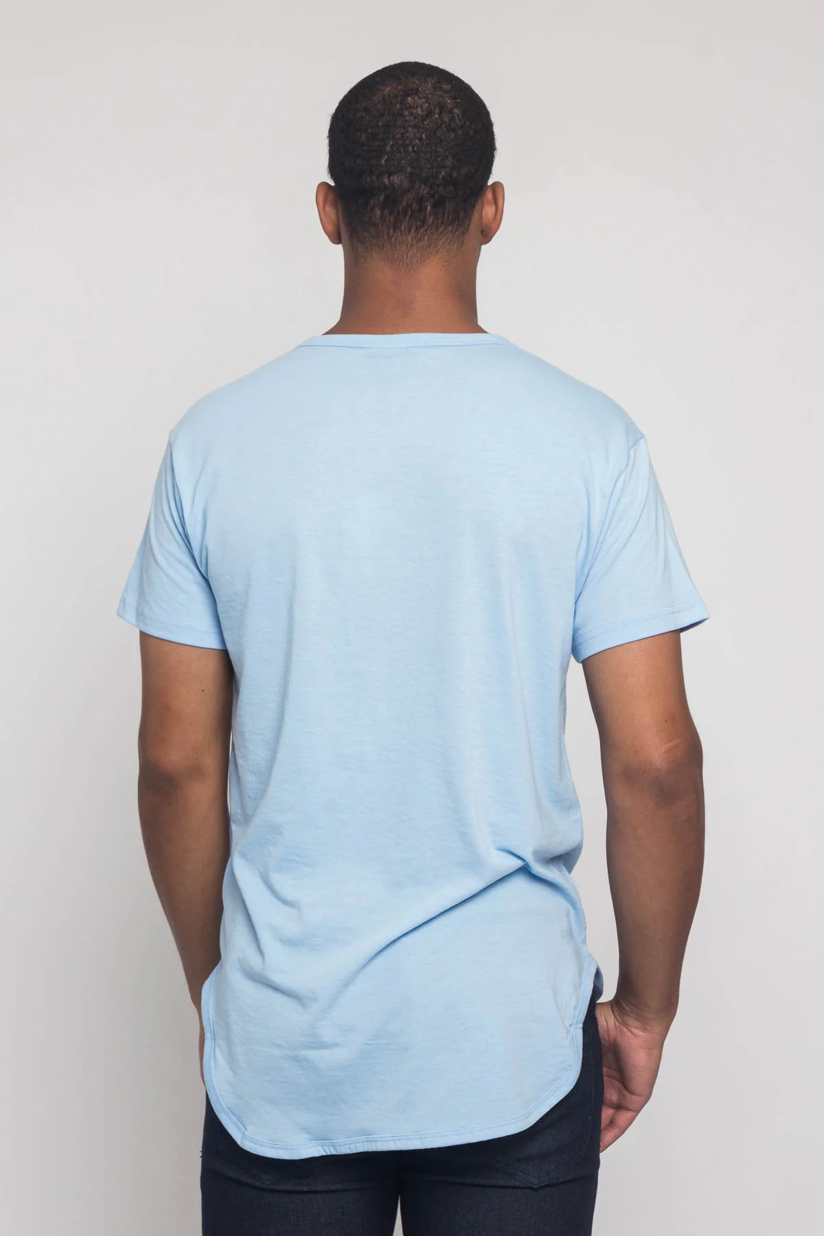 Solid Color Long Length Curved Hem T-Shirt - Image 38