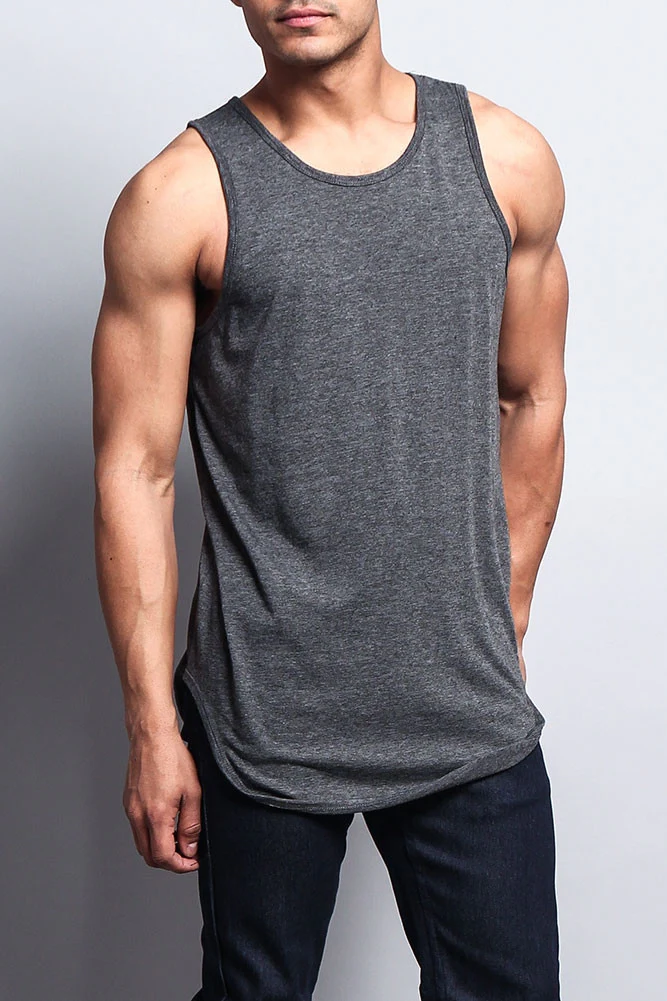 Basic Long Length Curved Hem Tank Top - Image 10