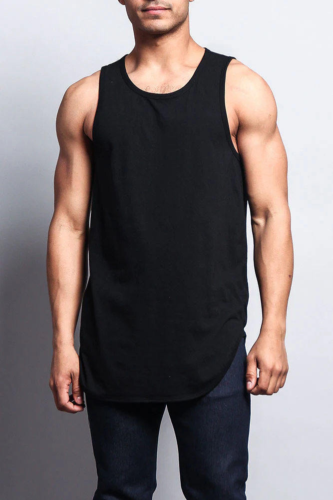 Basic Long Length Curved Hem Tank Top - Image 13
