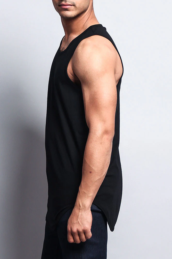 Basic Long Length Curved Hem Tank Top - Image 16