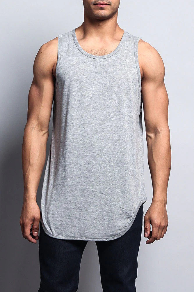 Basic Long Length Curved Hem Tank Top - Image 18