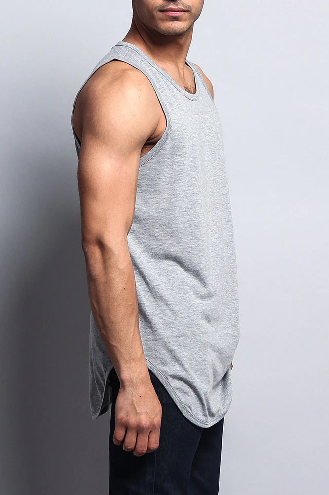 Basic Long Length Curved Hem Tank Top - Image 19