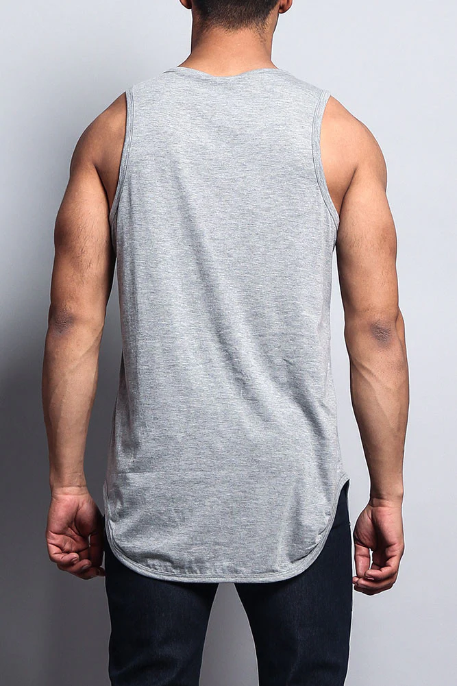 Basic Long Length Curved Hem Tank Top - Image 20