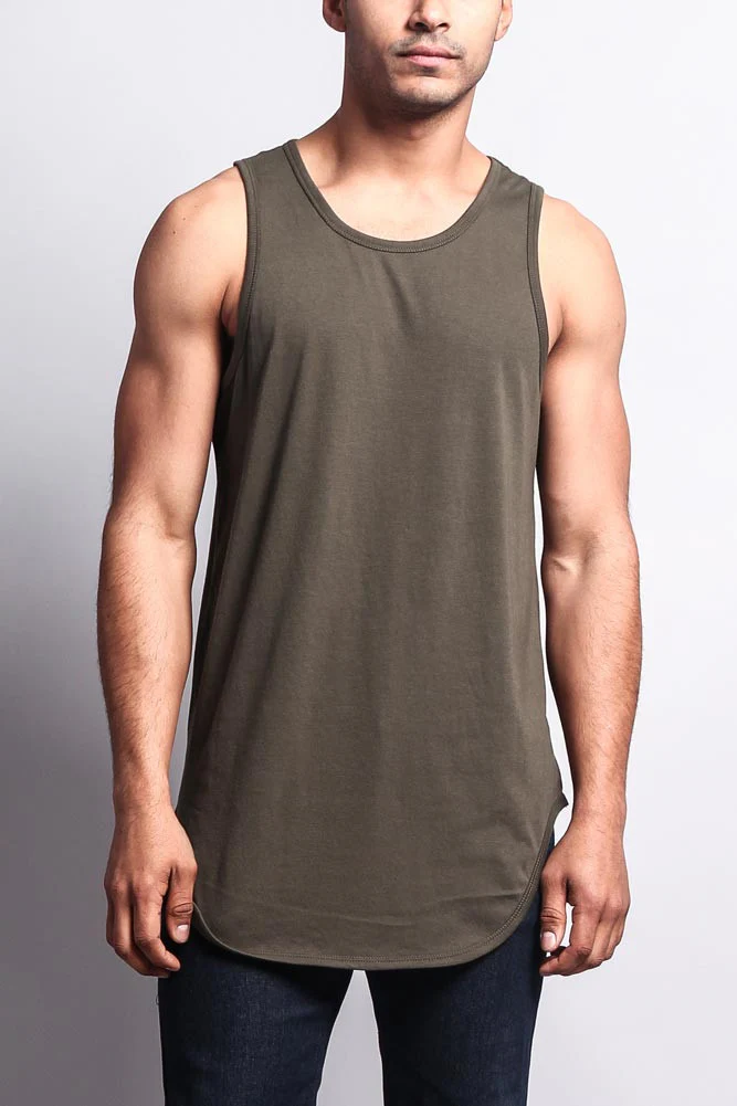 Basic Long Length Curved Hem Tank Top - Image 28