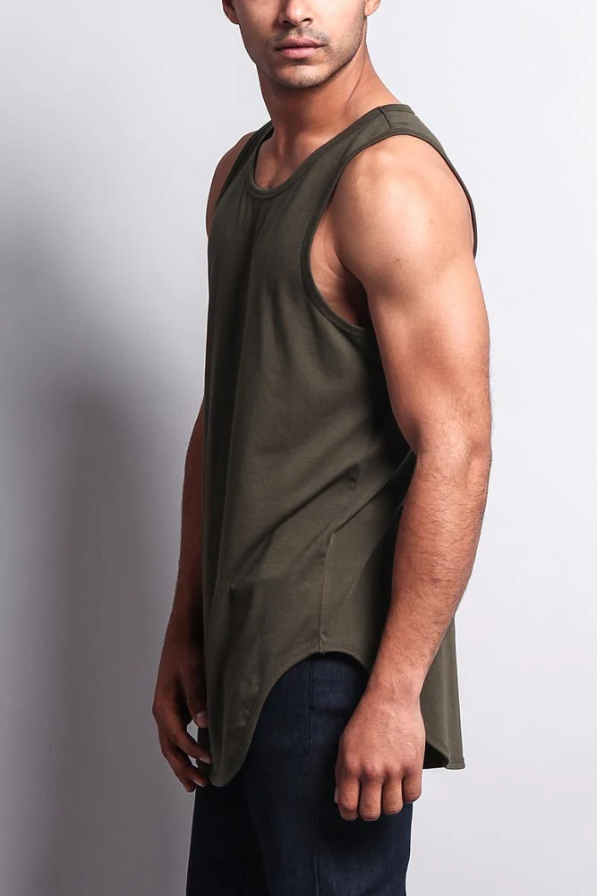 Basic Long Length Curved Hem Tank Top - Image 29