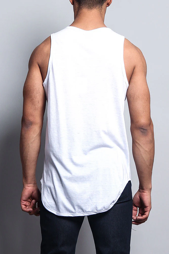 Basic Long Length Curved Hem Tank Top - Image 3