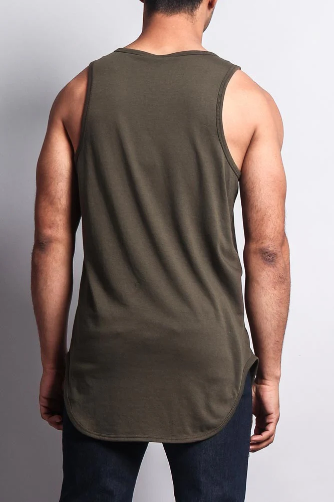 Basic Long Length Curved Hem Tank Top - Image 30
