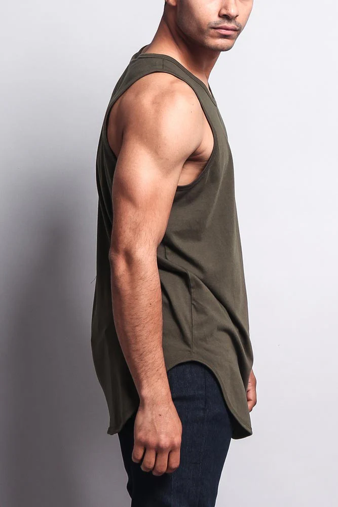 Basic Long Length Curved Hem Tank Top - Image 31