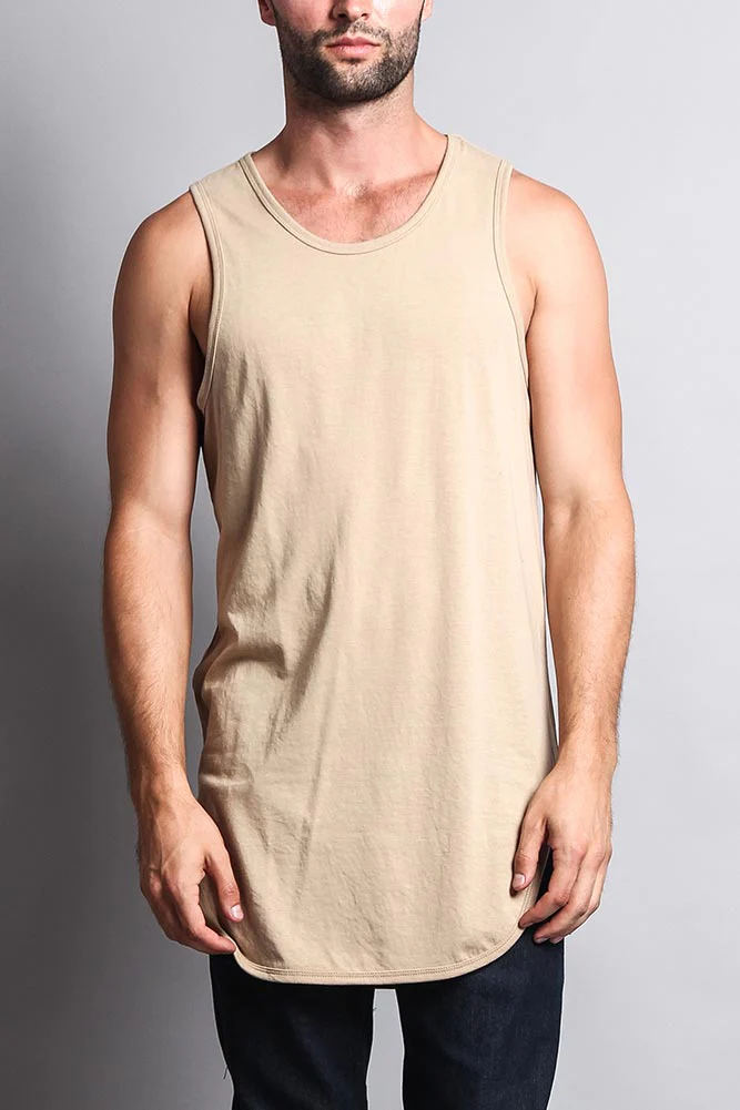 Basic Long Length Curved Hem Tank Top - Image 38