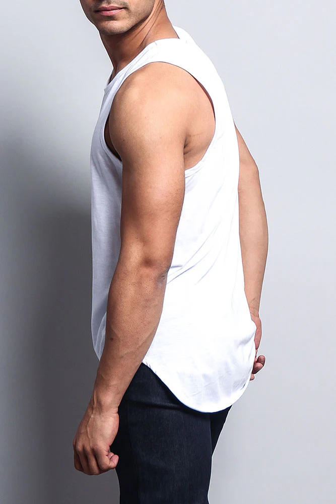 Basic Long Length Curved Hem Tank Top - Image 4