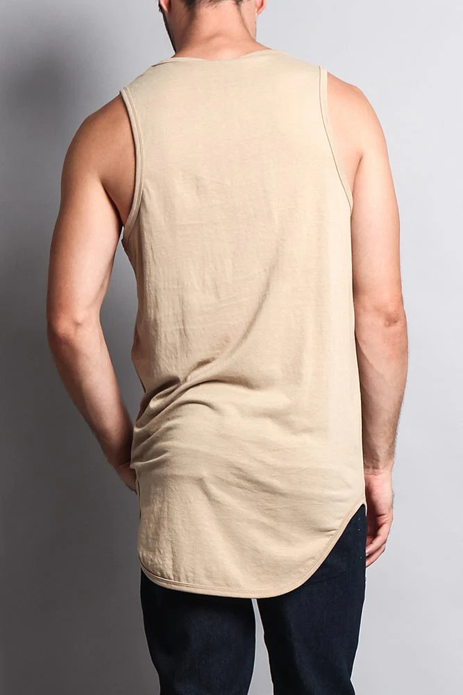 Basic Long Length Curved Hem Tank Top - Image 40
