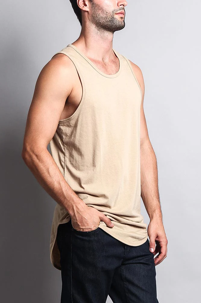 Basic Long Length Curved Hem Tank Top - Image 41