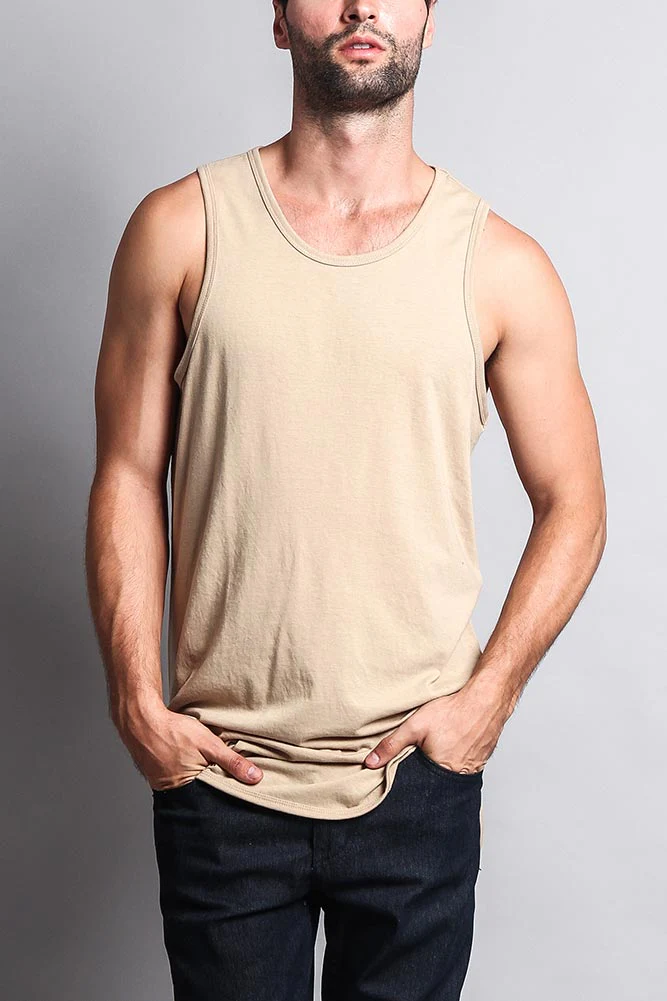Basic Long Length Curved Hem Tank Top - Image 42