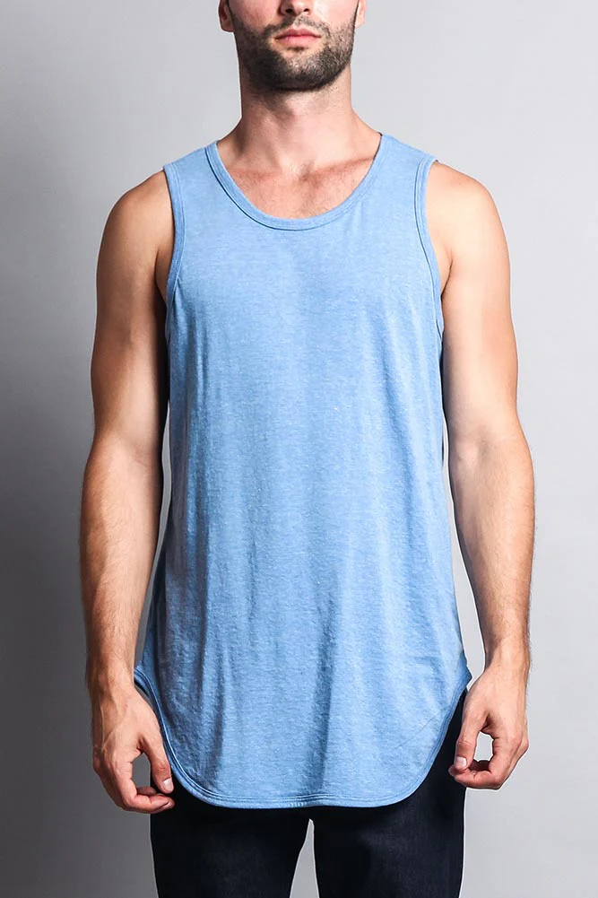 Basic Long Length Curved Hem Tank Top - Image 43
