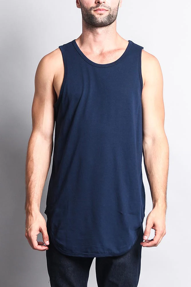 Basic Long Length Curved Hem Tank Top - Image 53