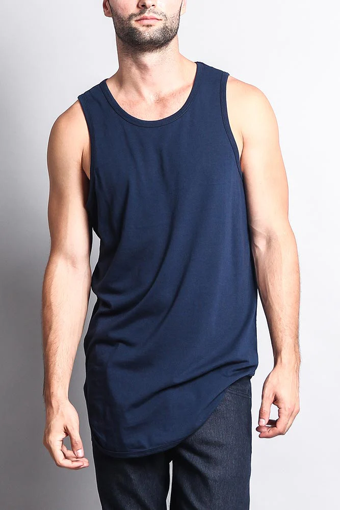 Basic Long Length Curved Hem Tank Top - Image 57