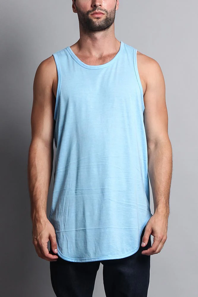 Basic Long Length Curved Hem Tank Top - Image 58