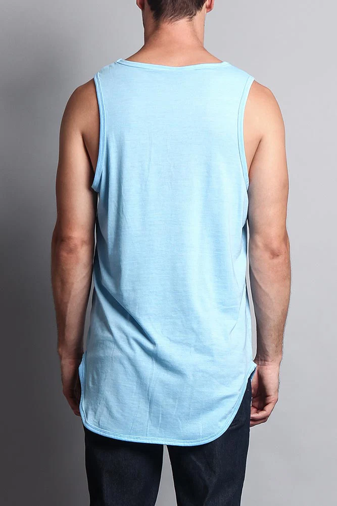 Basic Long Length Curved Hem Tank Top - Image 60