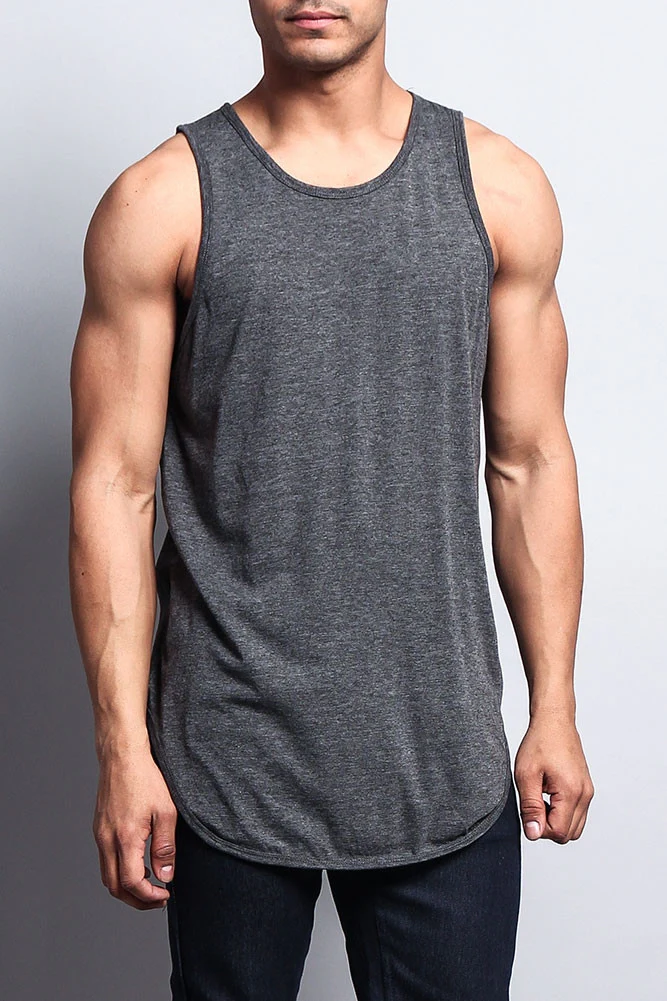 Basic Long Length Curved Hem Tank Top - Image 7