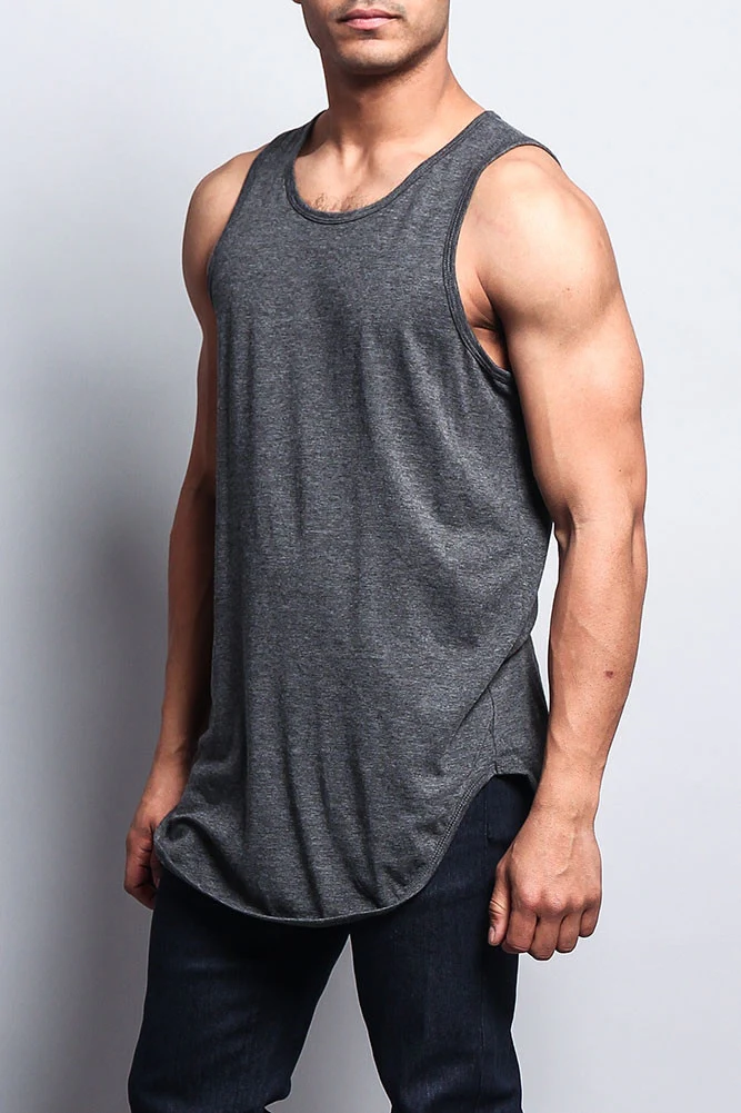 Basic Long Length Curved Hem Tank Top - Image 8