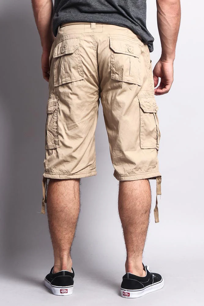 Solid Color Ripstop Belted Cargo Shorts - Image 15