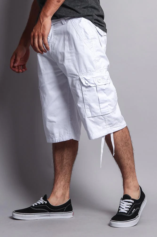 Solid Color Ripstop Belted Cargo Shorts - Image 33