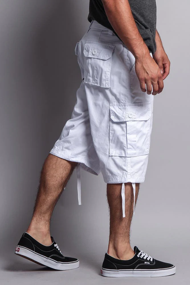 Solid Color Ripstop Belted Cargo Shorts - Image 35