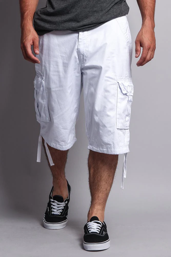 Solid Color Ripstop Belted Cargo Shorts - Image 36