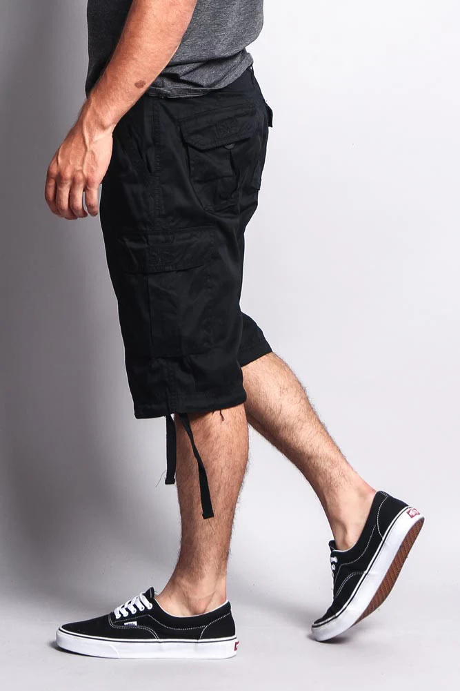 Solid Color Ripstop Belted Cargo Shorts - Image 38