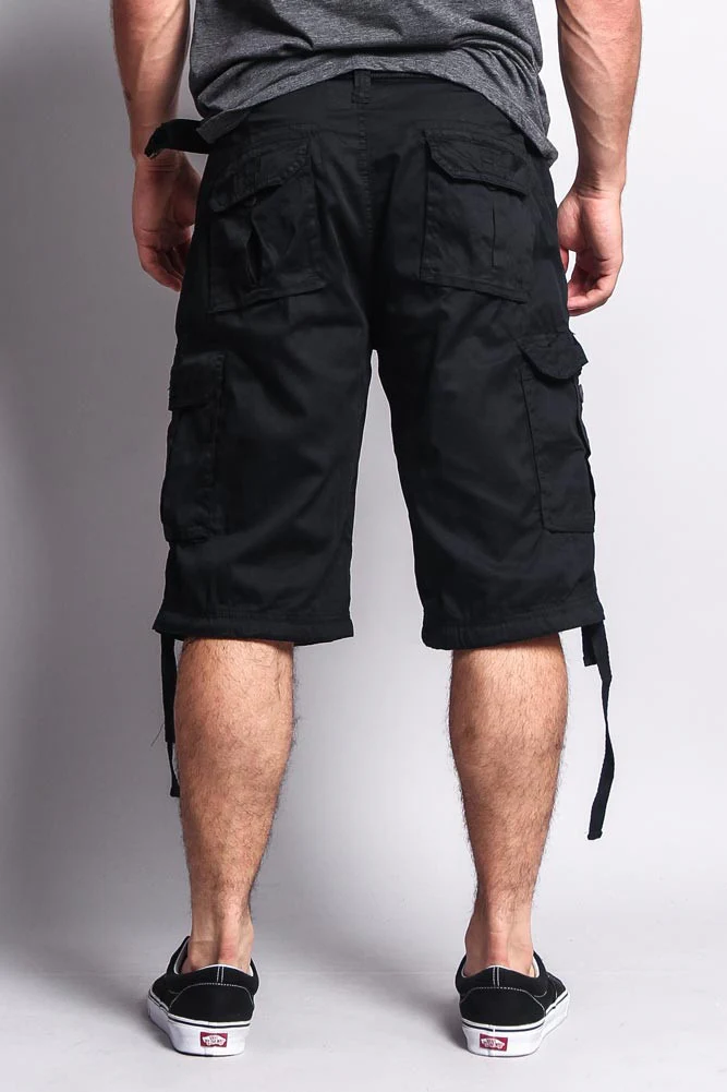 Solid Color Ripstop Belted Cargo Shorts - Image 39