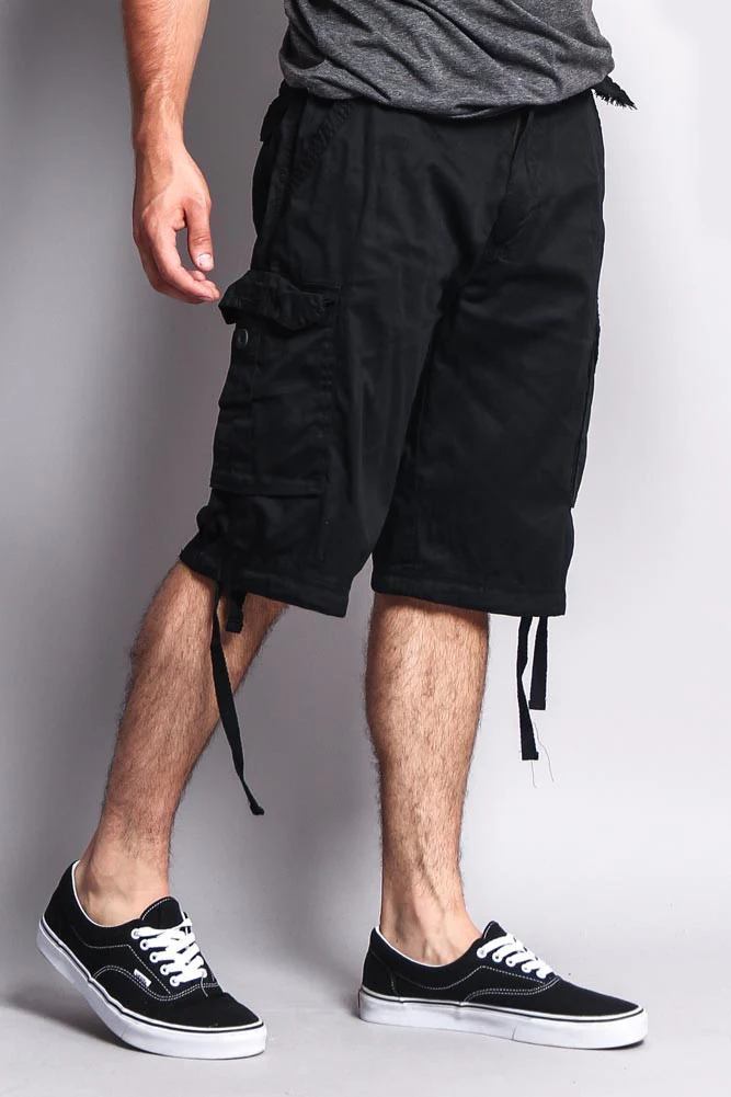 Solid Color Ripstop Belted Cargo Shorts - Image 40