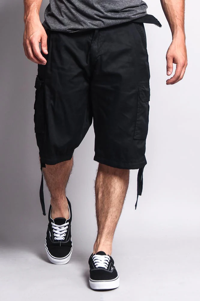 Solid Color Ripstop Belted Cargo Shorts - Image 41