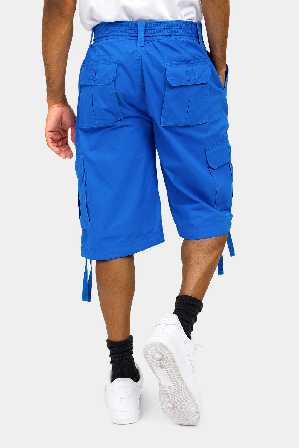 Solid Color Ripstop Belted Cargo Shorts - Image 48