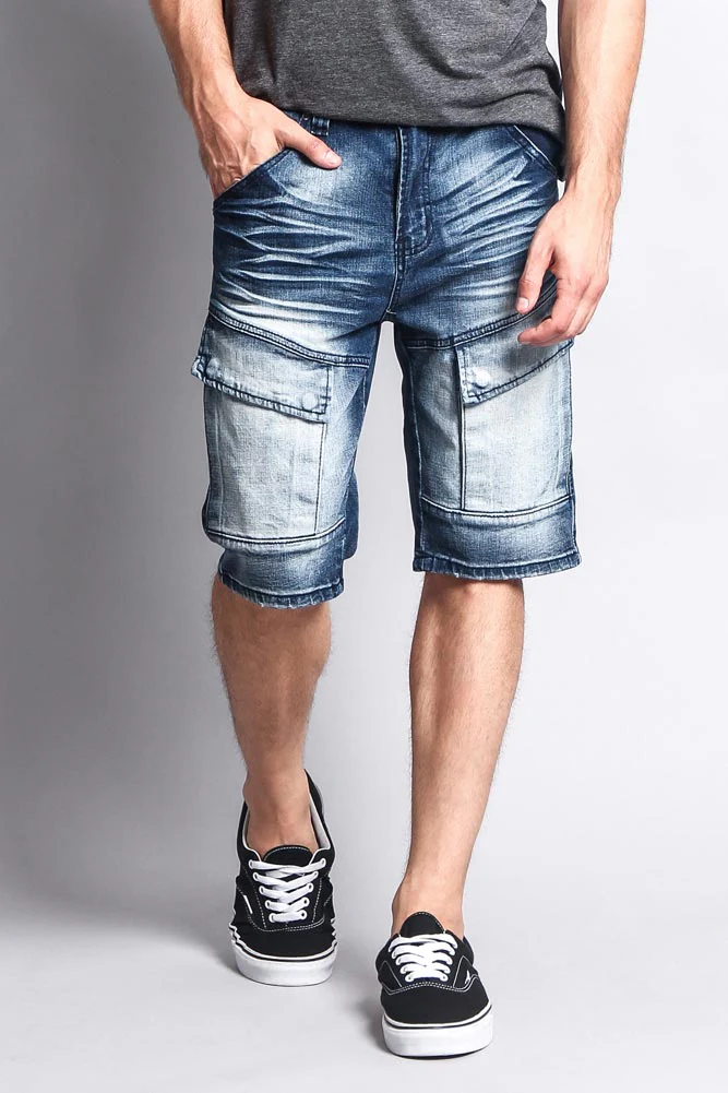 Special Wash Front Cargo Pocket Denim Shorts - Image 11