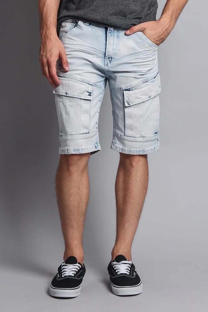 Special Wash Front Cargo Pocket Denim Shorts - Image 3