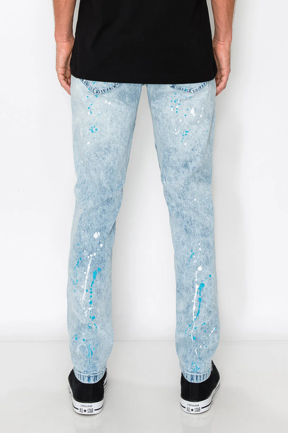Stacked Paint Splatter Biker Jeans - Image 11