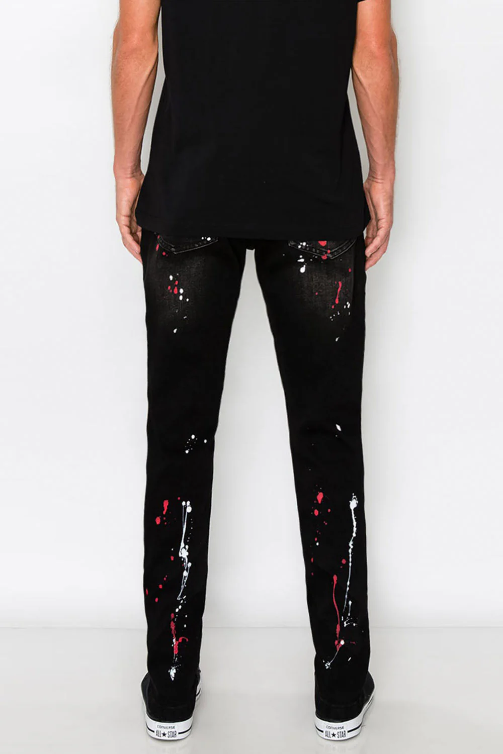 Stacked Paint Splatter Biker Jeans - Image 3