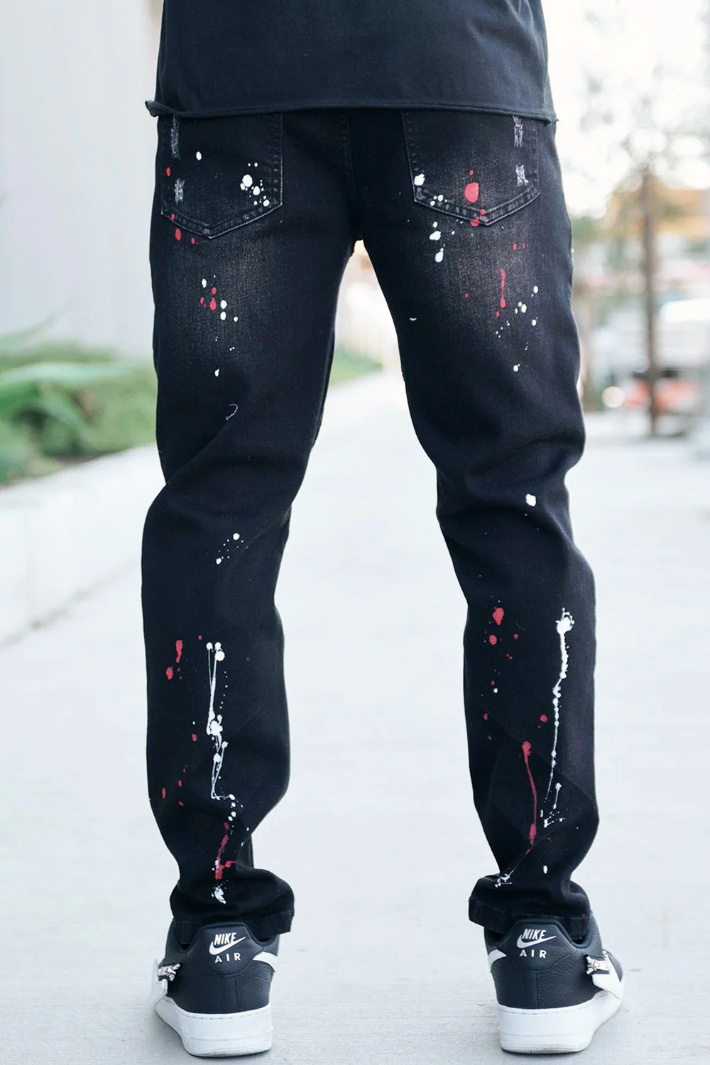 Stacked Paint Splatter Biker Jeans - Image 5