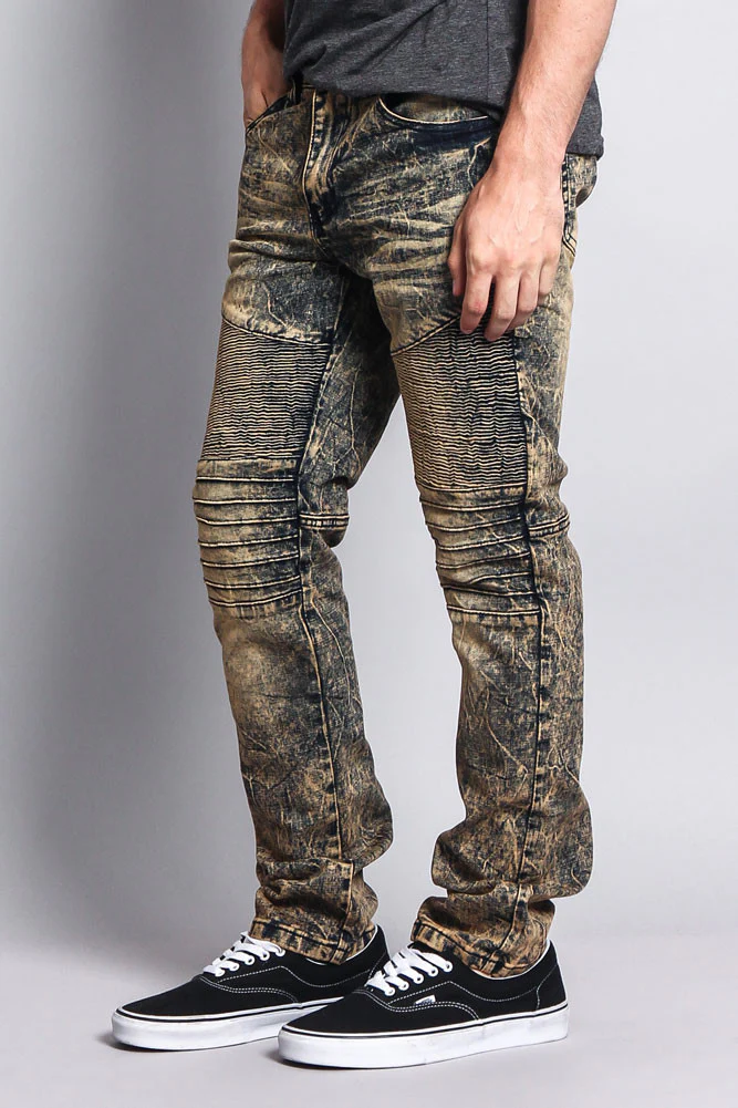Stain Wash Biker Denim Jeans - Image 13