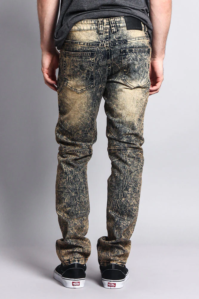 Stain Wash Biker Denim Jeans - Image 14